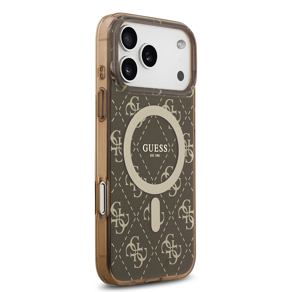 Apple iPhone 17 Pro Max Kılıf Guess Orjinal Lisanslı M-safe Şarj Özellikli IML Baskılı Klasik Logolu 4G Desenli Kapak
