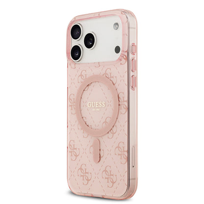 Apple iPhone 17 Pro Max Kılıf Guess Orjinal Lisanslı M-safe Şarj Özellikli IML Baskılı Klasik Logolu 4G Desenli Kapak