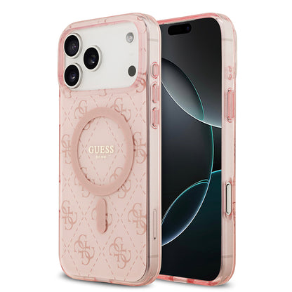 Apple iPhone 17 Pro Max Kılıf Guess Orjinal Lisanslı M-safe Şarj Özellikli IML Baskılı Klasik Logolu 4G Desenli Kapak