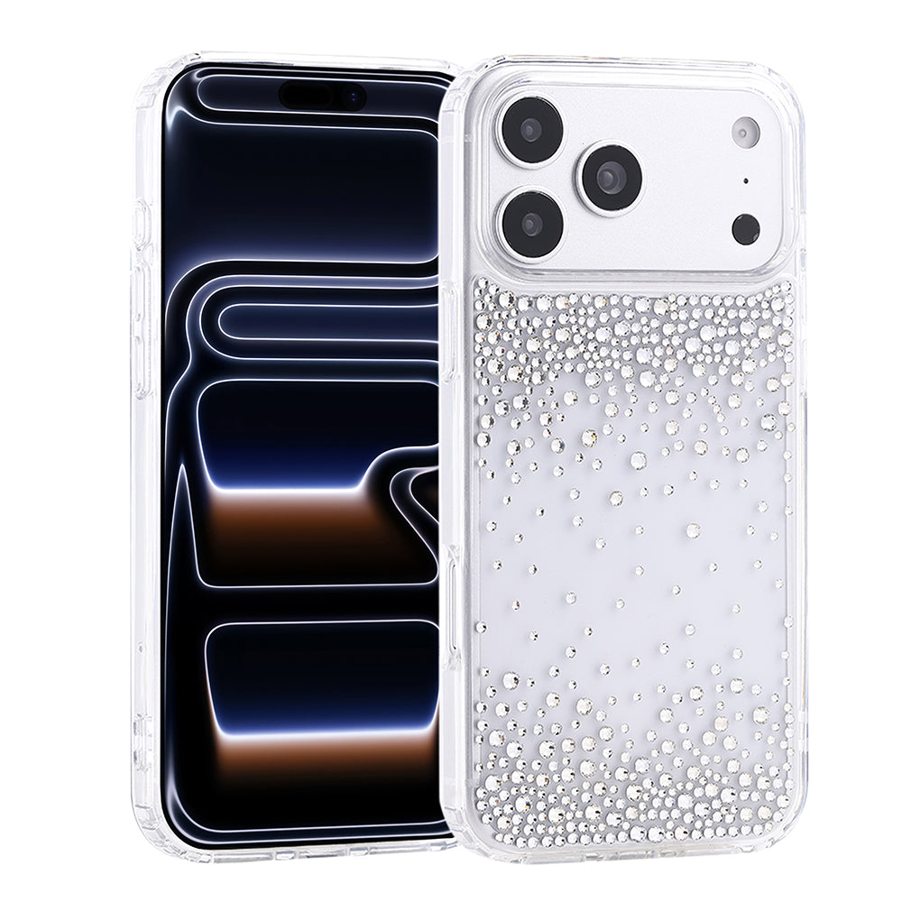 Apple iPhone 17 Pro Max Kılıf Airbag Tasarımlı Damla Taşlı Şeffaf Zore Pera Silikon Kapak
