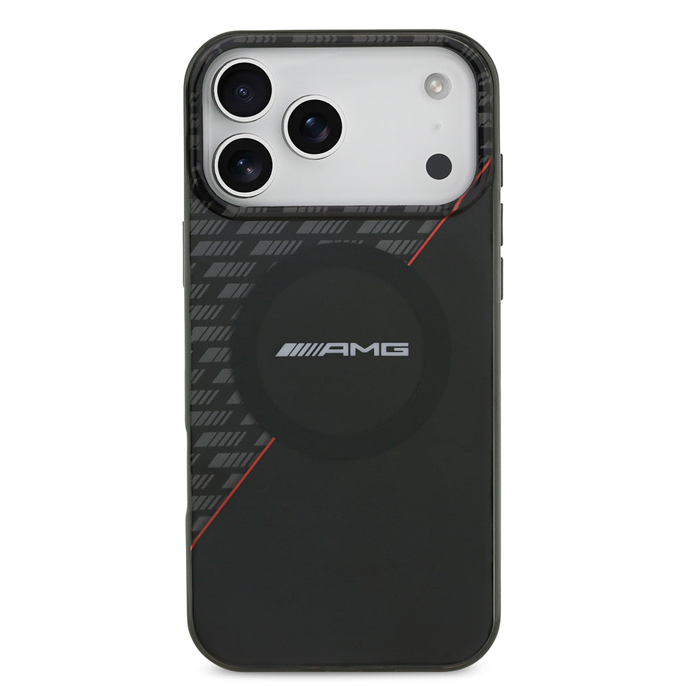 Apple iPhone 17 Pro Max Kılıf AMG Orjinal Lisanslı M-safe Şarj Özellikli Çift Katmanlı Kırmızı Çapraz Çizgili Kapak