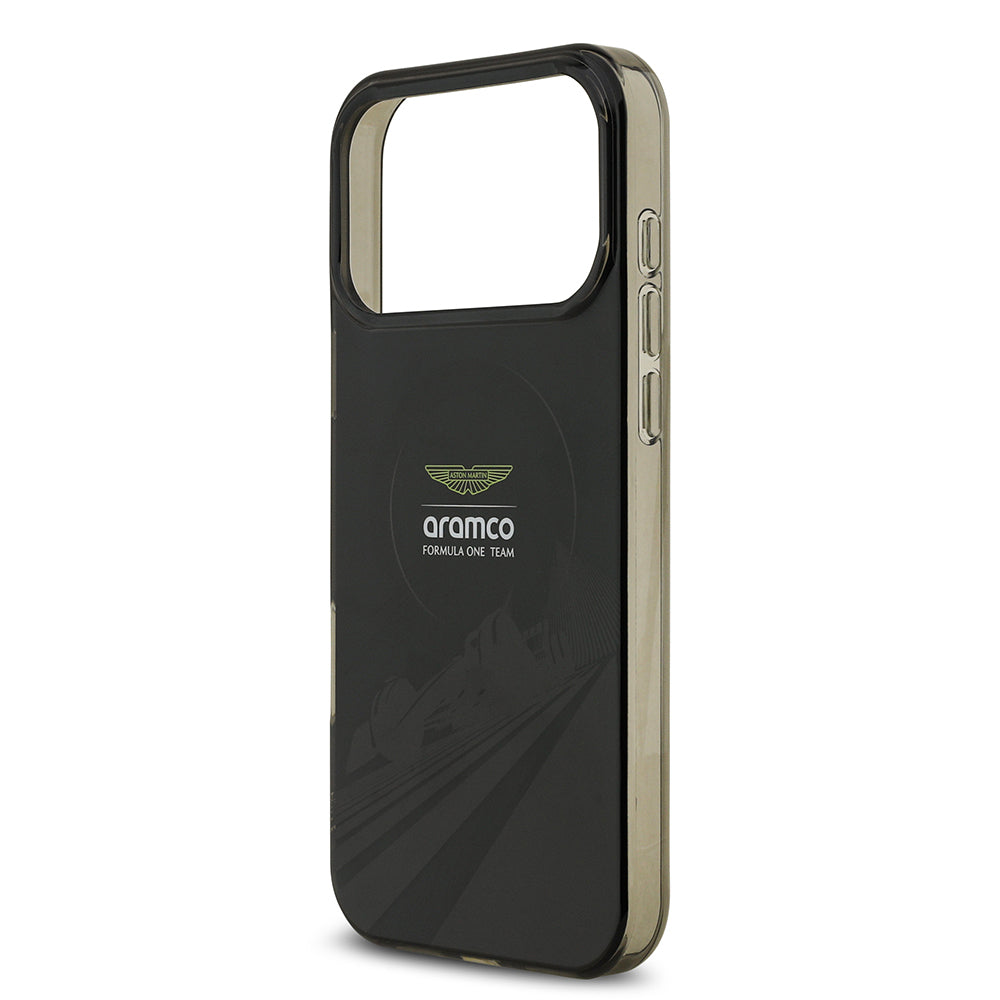 Apple iPhone 17 Pro Max Kılıf Aston Martin Orjinal Lisanslı M-safe Şarj Özellikli IML Baskı Logolu Formula Tasarımlı Kapak