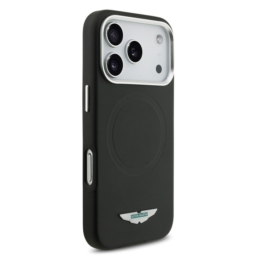 Apple iPhone 17 Pro Max Kılıf Aston Martin Orjinal Lisanslı M-safe Şarj Özellikli Metal Logolu PU Deri Kapak