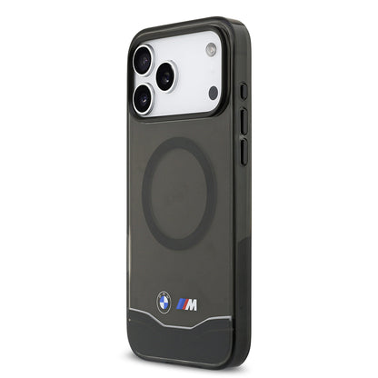 Apple iPhone 17 Pro Max Kılıf BMW Orjinal Lisanslı M-safe Şarj Özellikli Metal Buton Tasarımlı Tranparan M Dizayn Kapak