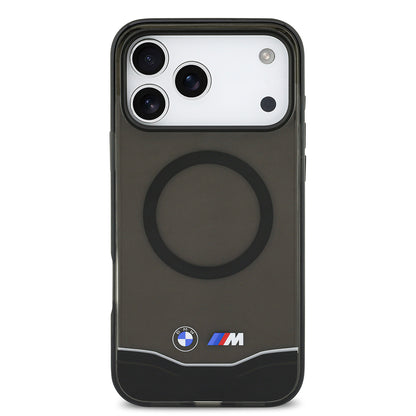Apple iPhone 17 Pro Max Kılıf BMW Orjinal Lisanslı M-safe Şarj Özellikli Metal Buton Tasarımlı Tranparan M Dizayn Kapak