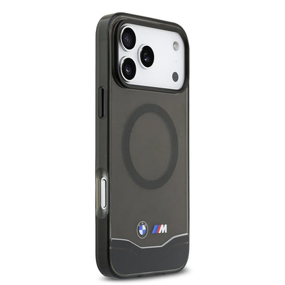 Apple iPhone 17 Pro Max Kılıf BMW Orjinal Lisanslı M-safe Şarj Özellikli Metal Buton Tasarımlı Tranparan M Dizayn Kapak