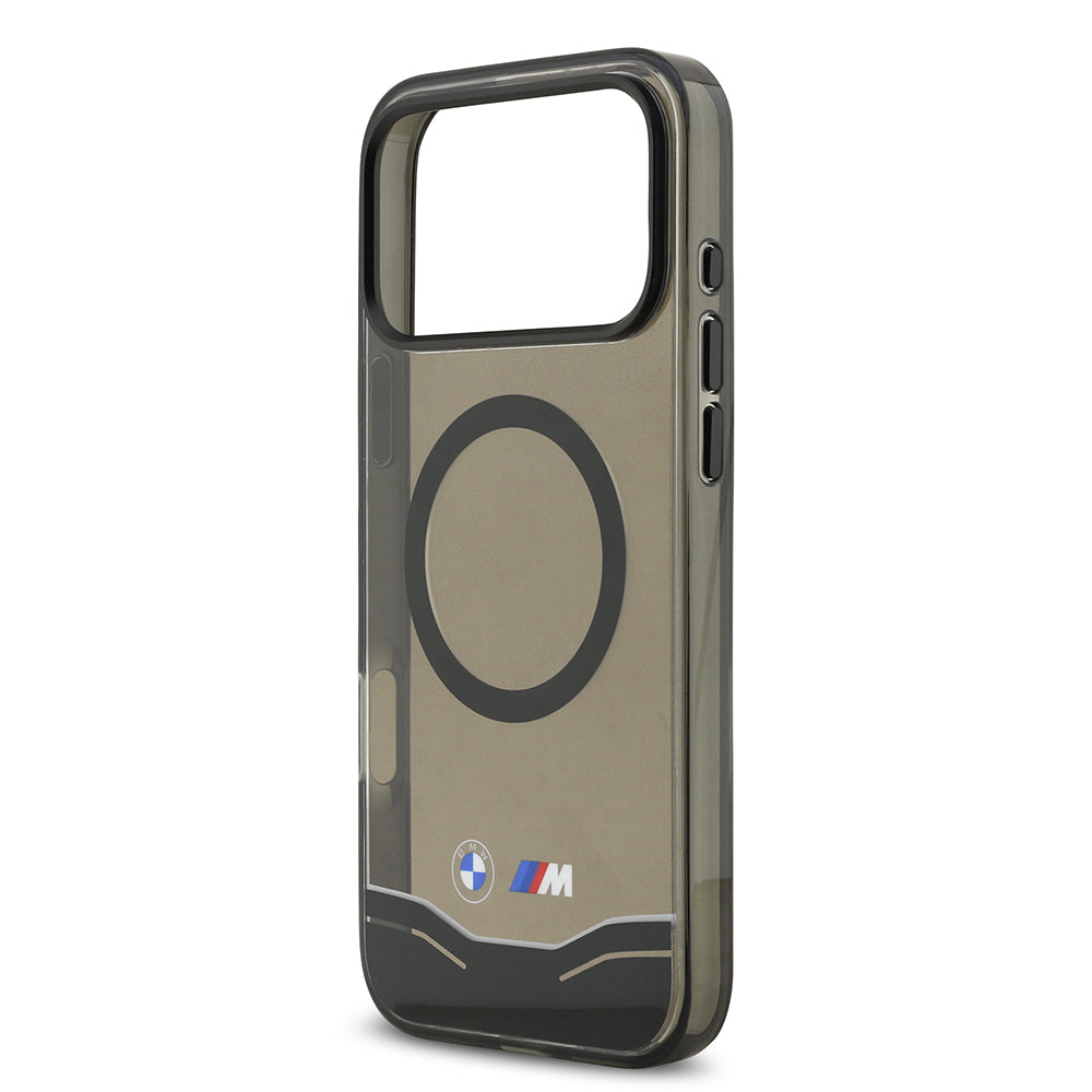 Apple iPhone 17 Pro Max Kılıf BMW Orjinal Lisanslı M-safe Şarj Özellikli Metal Buton Tasarımlı Tranparan M Dizayn Kapak