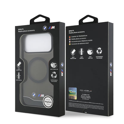 Apple iPhone 17 Pro Max Kılıf BMW Orjinal Lisanslı M-safe Şarj Özellikli Metal Buton Tasarımlı Tranparan M Dizayn Kapak