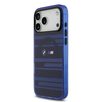 Apple iPhone 17 Pro Max Kılıf BMW Orjinal Lisanslı M-safe Şarj Özellikli Metal Kamera Butonlu Yatay Şeritli M Dizayn Kapak