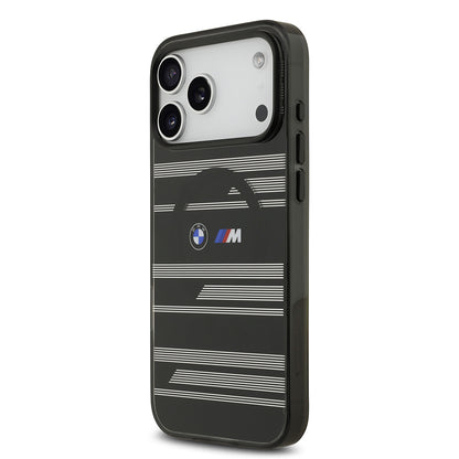 Apple iPhone 17 Pro Max Kılıf BMW Orjinal Lisanslı M-safe Şarj Özellikli Metal Kamera Butonlu Yatay Şeritli M Dizayn Kapak