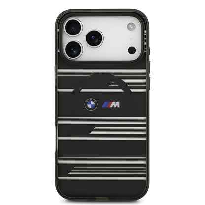 Apple iPhone 17 Pro Max Kılıf BMW Orjinal Lisanslı M-safe Şarj Özellikli Metal Kamera Butonlu Yatay Şeritli M Dizayn Kapak