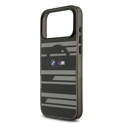 Apple iPhone 17 Pro Max Kılıf BMW Orjinal Lisanslı M-safe Şarj Özellikli Metal Kamera Butonlu Yatay Şeritli M Dizayn Kapak