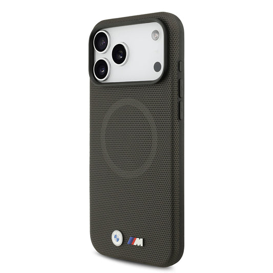 Apple iPhone 17 Pro Max Kılıf BMW Orjinal Lisanslı M-safe Şarj Özellikli Metal Logolu Delikli M Dizayn Deri Kapak