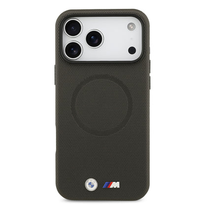 Apple iPhone 17 Pro Max Kılıf BMW Orjinal Lisanslı M-safe Şarj Özellikli Metal Logolu Delikli M Dizayn Deri Kapak
