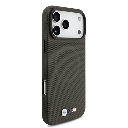 Apple iPhone 17 Pro Max Kılıf BMW Orjinal Lisanslı M-safe Şarj Özellikli Metal Logolu Delikli M Dizayn Deri Kapak