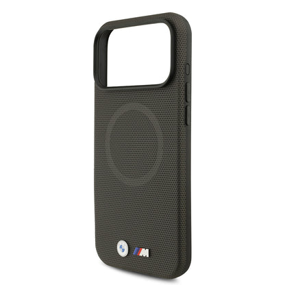 Apple iPhone 17 Pro Max Kılıf BMW Orjinal Lisanslı M-safe Şarj Özellikli Metal Logolu Delikli M Dizayn Deri Kapak