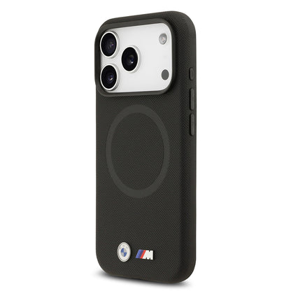 Apple iPhone 17 Pro Max Kılıf BMW Orjinal Lisanslı M-safe Şarj Özellikli Metal Logolu Delikli M Dizayn Deri Kapak