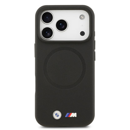 Apple iPhone 17 Pro Max Kılıf BMW Orjinal Lisanslı M-safe Şarj Özellikli Metal Logolu Delikli M Dizayn Deri Kapak