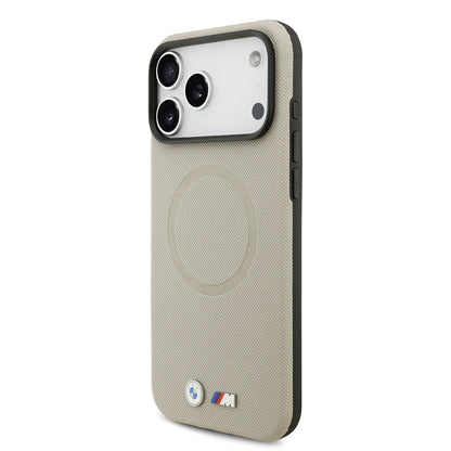 Apple iPhone 17 Pro Max Kılıf BMW Orjinal Lisanslı M-safe Şarj Özellikli Metal Logolu Delikli M Dizayn Deri Kapak