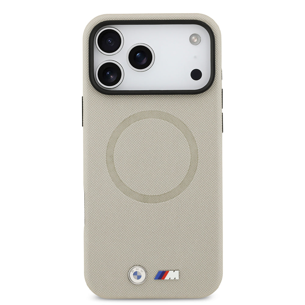 Apple iPhone 17 Pro Max Kılıf BMW Orjinal Lisanslı M-safe Şarj Özellikli Metal Logolu Delikli M Dizayn Deri Kapak