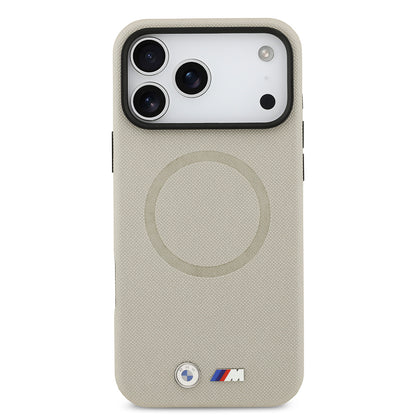Apple iPhone 17 Pro Max Kılıf BMW Orjinal Lisanslı M-safe Şarj Özellikli Metal Logolu Delikli M Dizayn Deri Kapak