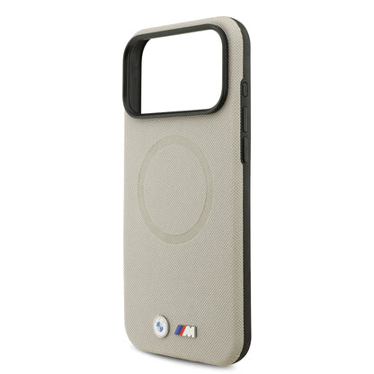 Apple iPhone 17 Pro Max Kılıf BMW Orjinal Lisanslı M-safe Şarj Özellikli Metal Logolu Delikli M Dizayn Deri Kapak