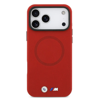 Apple iPhone 17 Pro Max Kılıf BMW Orjinal Lisanslı M-safe Şarj Özellikli Metal Logolu Delikli M Dizayn Deri Kapak