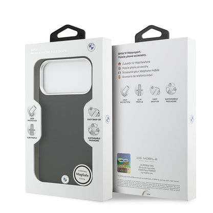 Apple iPhone 17 Pro Max Kılıf BMW Orjinal Lisanslı M-safe Şarj Özellikli Metal Logolu Tam Kaplama Deri Kapak