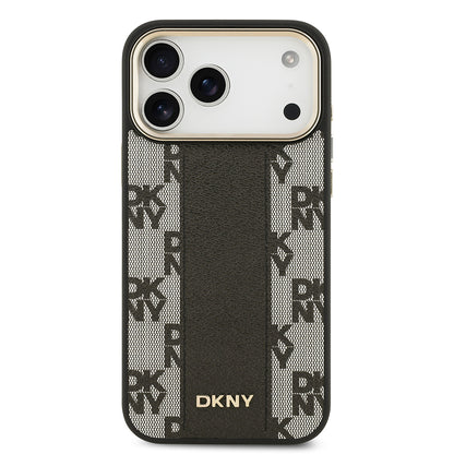 Apple iPhone 17 Pro Max Kılıf DKNY Orjinal Lisanslı M-safe Şarj Özellikli 3D Yazılı Checkered Pattern Kapak