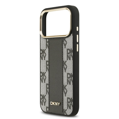 Apple iPhone 17 Pro Max Kılıf DKNY Orjinal Lisanslı M-safe Şarj Özellikli 3D Yazılı Checkered Pattern Kapak
