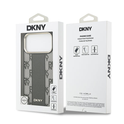 Apple iPhone 17 Pro Max Kılıf DKNY Orjinal Lisanslı M-safe Şarj Özellikli 3D Yazılı Checkered Pattern Kapak