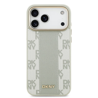 Apple iPhone 17 Pro Max Kılıf DKNY Orjinal Lisanslı M-safe Şarj Özellikli 3D Yazılı Checkered Pattern Kapak
