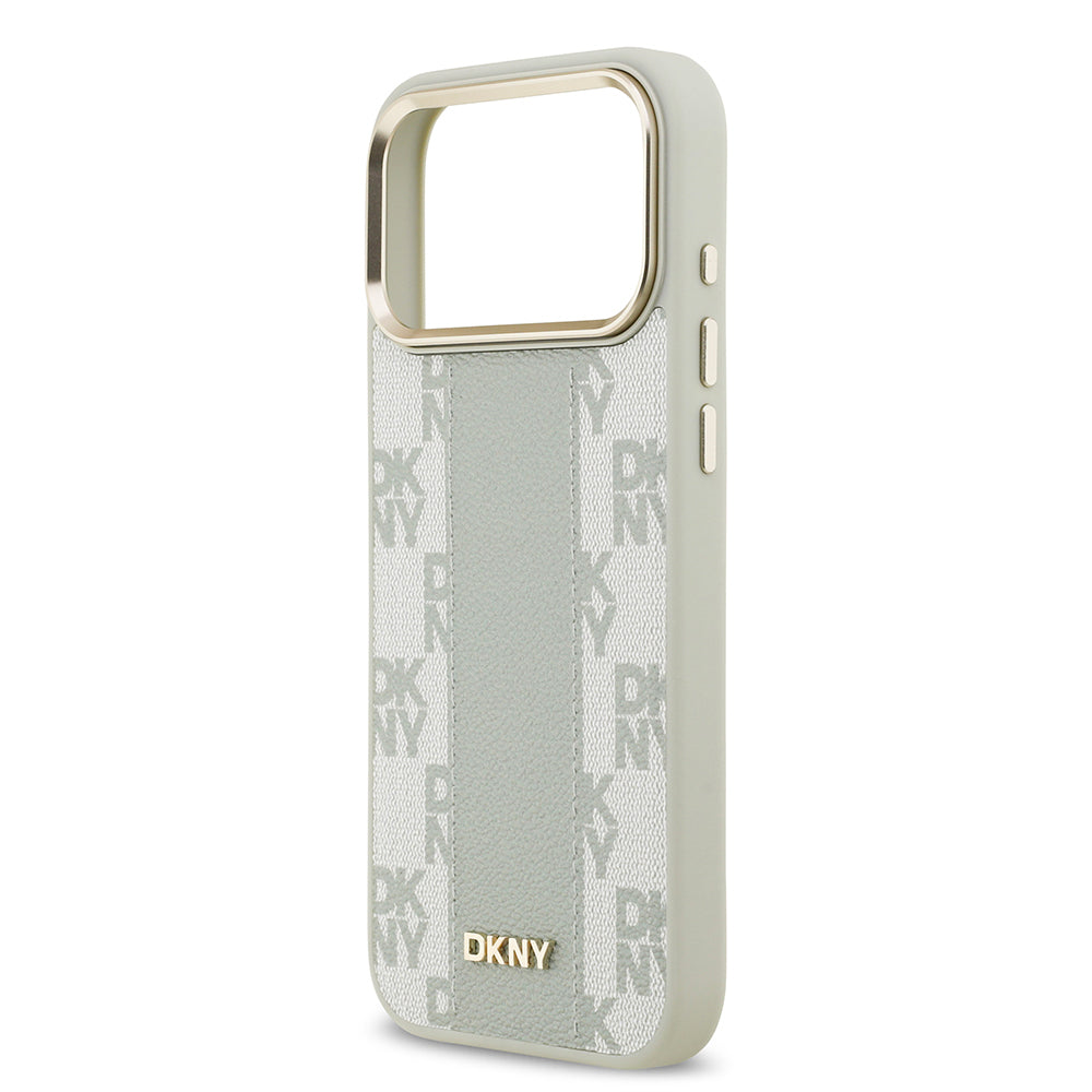 Apple iPhone 17 Pro Max Kılıf DKNY Orjinal Lisanslı M-safe Şarj Özellikli 3D Yazılı Checkered Pattern Kapak