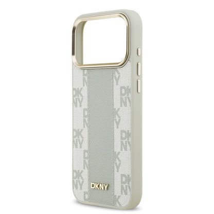 Apple iPhone 17 Pro Max Kılıf DKNY Orjinal Lisanslı M-safe Şarj Özellikli 3D Yazılı Checkered Pattern Kapak