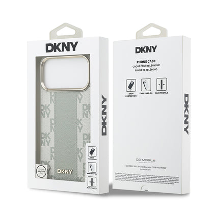 Apple iPhone 17 Pro Max Kılıf DKNY Orjinal Lisanslı M-safe Şarj Özellikli 3D Yazılı Checkered Pattern Kapak
