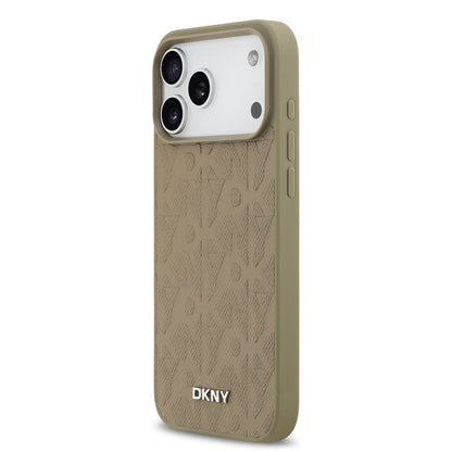Apple iPhone 17 Pro Max Kılıf DKNY Orjinal Lisanslı M-safe Şarj Özellikli 3D Yazılı Grid Pattern Kapak