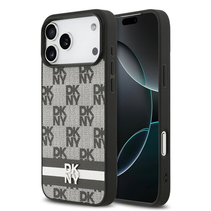 Apple iPhone 17 Pro Max Kılıf DKNY Orjinal Lisanslı M-safe Şarj Özellikli 3D Yazılı Metal Logolu Kapak