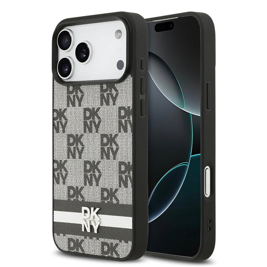 Apple iPhone 17 Pro Max Kılıf DKNY Orjinal Lisanslı M-safe Şarj Özellikli 3D Yazılı Metal Logolu Kapak