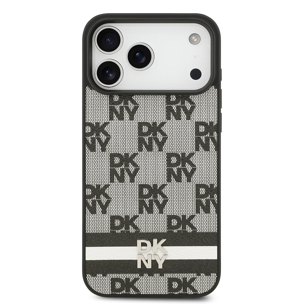Apple iPhone 17 Pro Max Kılıf DKNY Orjinal Lisanslı M-safe Şarj Özellikli 3D Yazılı Metal Logolu Kapak
