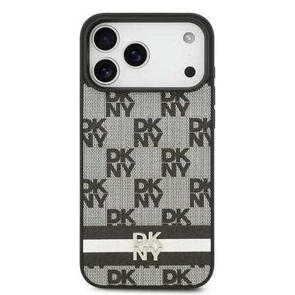 Apple iPhone 17 Pro Max Kılıf DKNY Orjinal Lisanslı M-safe Şarj Özellikli 3D Yazılı Metal Logolu Kapak