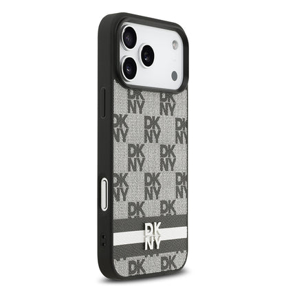 Apple iPhone 17 Pro Max Kılıf DKNY Orjinal Lisanslı M-safe Şarj Özellikli 3D Yazılı Metal Logolu Kapak