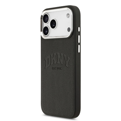 Apple iPhone 17 Pro Max Kılıf DKNY Orjinal Lisanslı M-safe Şarj Özellikli PU Deri Kabartmalı Kapak