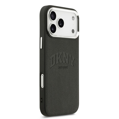 Apple iPhone 17 Pro Max Kılıf DKNY Orjinal Lisanslı M-safe Şarj Özellikli PU Deri Kabartmalı Kapak