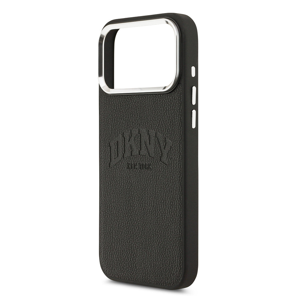 Apple iPhone 17 Pro Max Kılıf DKNY Orjinal Lisanslı M-safe Şarj Özellikli PU Deri Kabartmalı Kapak