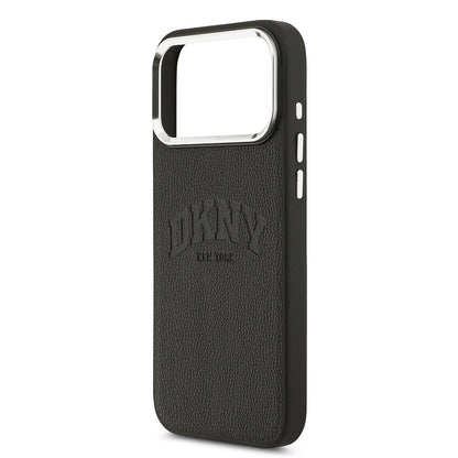 Apple iPhone 17 Pro Max Kılıf DKNY Orjinal Lisanslı M-safe Şarj Özellikli PU Deri Kabartmalı Kapak