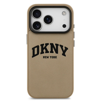 Apple iPhone 17 Pro Max Kılıf DKNY Orjinal Lisanslı M-safe Şarj Özellikli PU Deri Kabartmalı Kapak