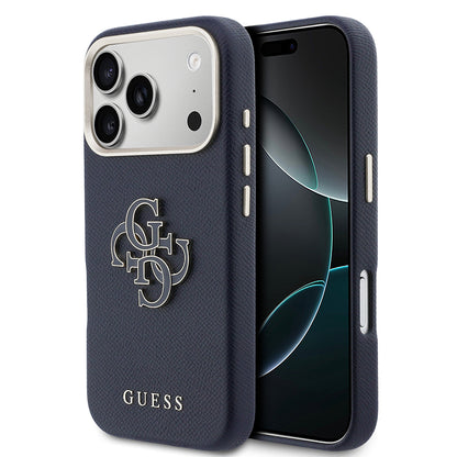 Apple iPhone 17 Pro Max Kılıf Guess Orjinal Lisanslı 4G Büyük Metal Kamera Çerçeveli PU Deri Resin Kapak