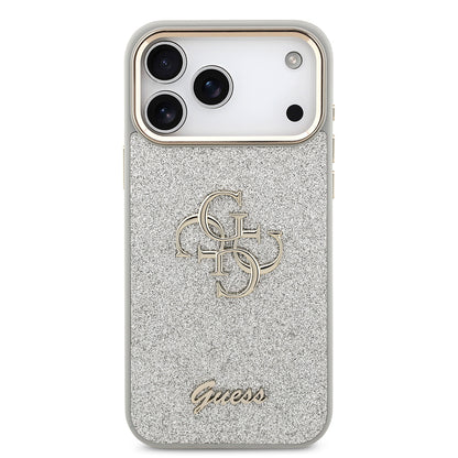 Apple iPhone 17 Pro Max Kılıf Guess Orjinal Lisanslı 4G Büyük Metal Kamera Çerçeveli ve Logolu Glitter Kapak