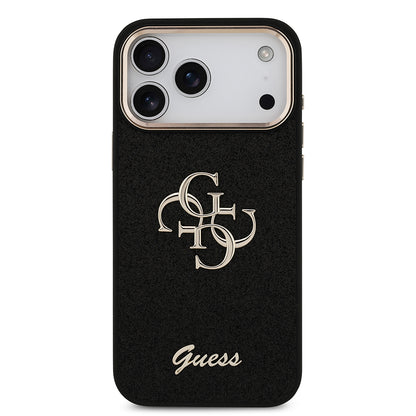 Apple iPhone 17 Pro Max Kılıf Guess Orjinal Lisanslı 4G Büyük Metal Kamera Çerçeveli ve Logolu Glitter Kapak