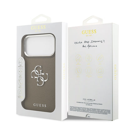 Apple iPhone 17 Pro Max Kılıf Guess Orjinal Lisanslı Grained 4G Metal Büyük Logolu Kapak